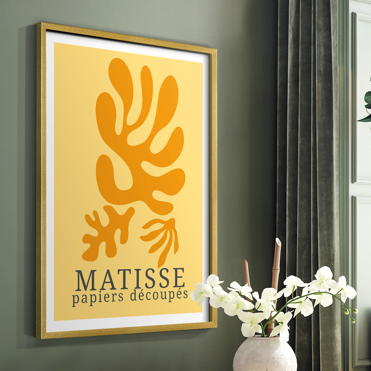 Matisse CCCLVIII in Gold Solid Wood 8 x 10 Framed Print
