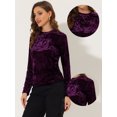 thumbnail image 2 of Camiseta casual Allegra K terciopelo mujer Púrpura XS, 2 of 5