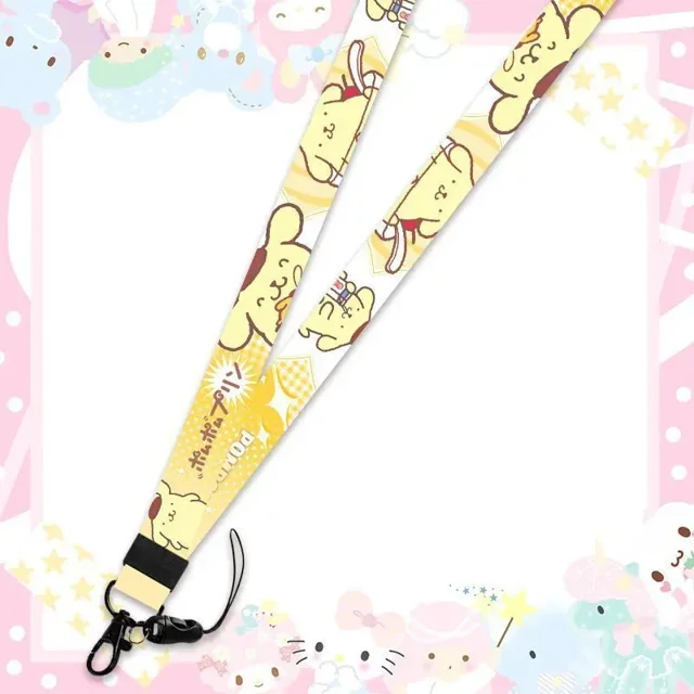 Lanyard Hello Kitt Kuromi Cinnamon Dog Pudding Dog Melody Kawaii Double-Sided Mobile Phone Hanging Neck Long Rope