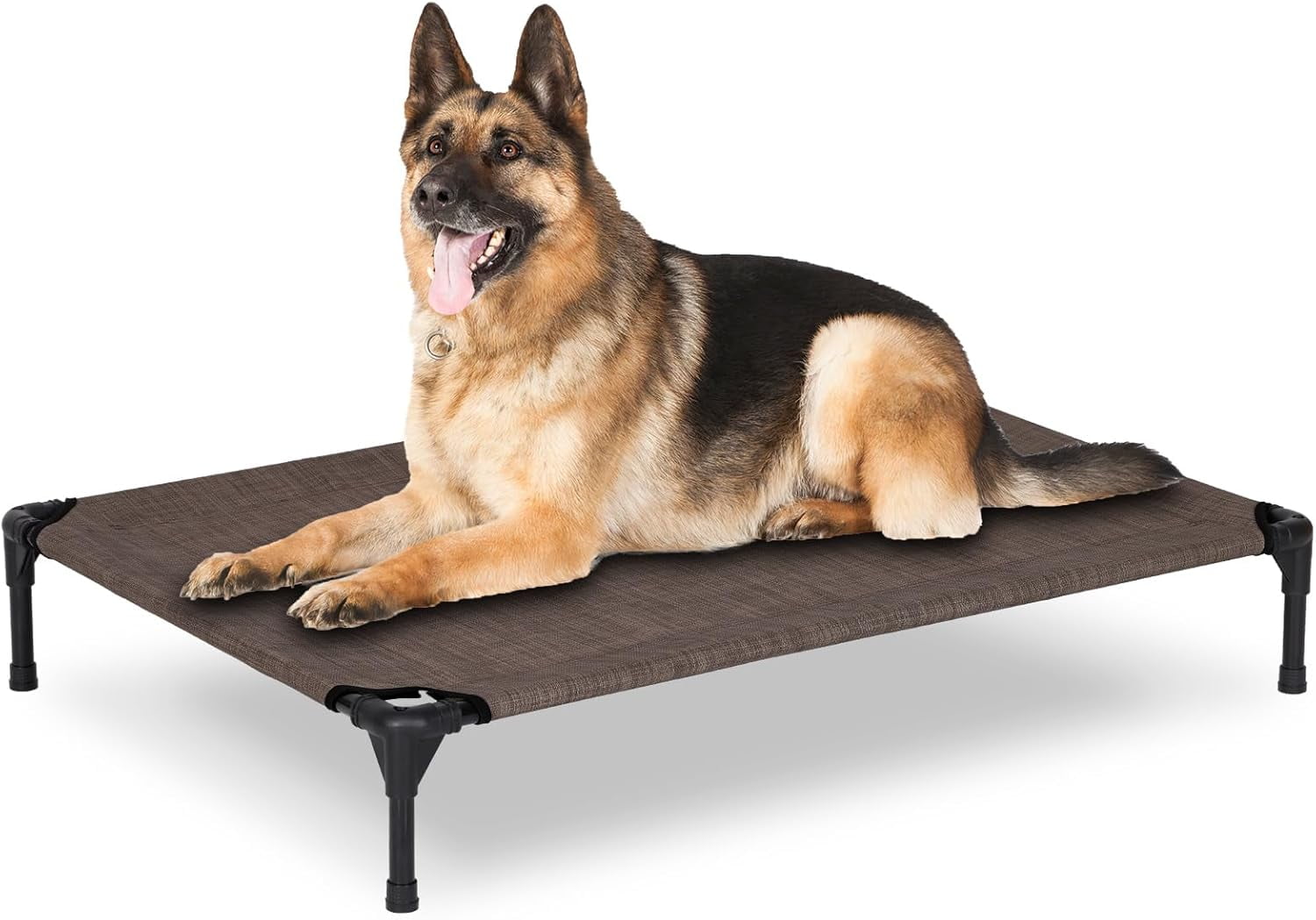 Elevated Dog Bed for Outdoor, Large Raised Dog Cot with Washable Mesh, Cooling Pet Cot Chew Proof for Outside Camping, 42"x30" Grey