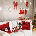 thumbnail image 4 of Merry Christmas Snowman Throw Pillow Covers 18x18 Inch Set of 4 Black and White Buffalo Plaid Let It Snow Christmas Ball Tree Truck Winter Holiday Cushion Case Decoration for Sofa Couch, 4 of 6