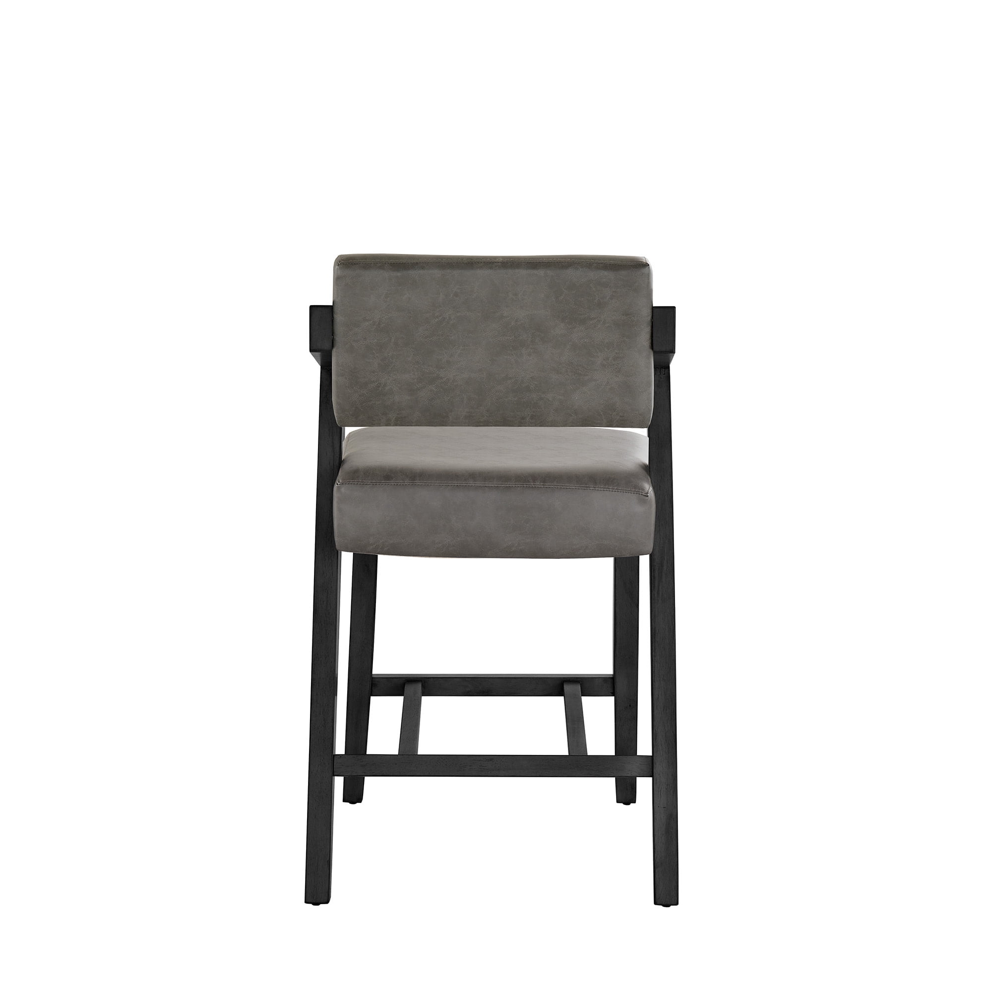 Weston Home Billings Wood Finish Counter Height Chair, Black Wash Finish Frame/Charcoal Vegan Leather