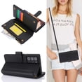 thumbnail image 3 of Crossbody for Samsung Galaxy Note 20 Ultra Case Wallet【RFID Blocking】with Card Slots Zipper Pocket, PU Leather Magnetic Flip Stand Wrist Strap Lanyard Wallet Case for Galaxy Note 20 Ultra, Black, 3 of 11