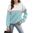 thumbnail image 3 of Dwellite Oversized Crewneck Sweatshirt Women Cute Plain Fleece Pullover Sweatshirts No Hood Casual Fall Long Sleeve Tops with Pocket Sky Blue XL, 3 of 5