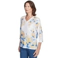 thumbnail image 3 of Alfred Dunner Womens Petite Floral Textured V Neck Top, 3 of 4