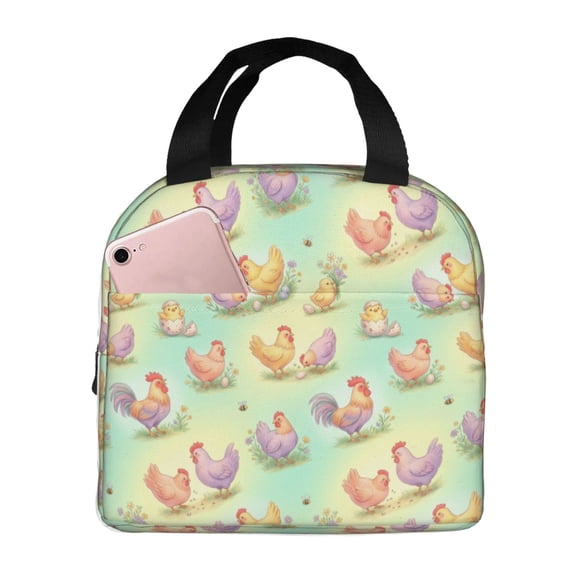 Chicken Lunch Bag Lunch Box For Women Men, Reusable Insulated Lunch Tote Bag, Thermal Cooler Sack Food Handbags High Capacity For Work Travel Picnic