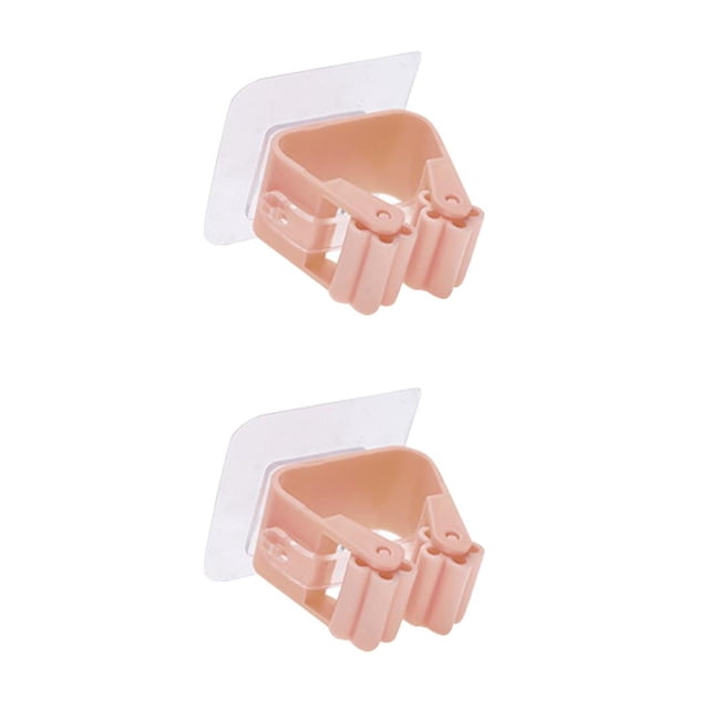 Xingzhi 1PC Wall Mounted Holder Household Adhesive Storage Broom Hanger Hook Racks For Kitchen Bathroom pink 2Set