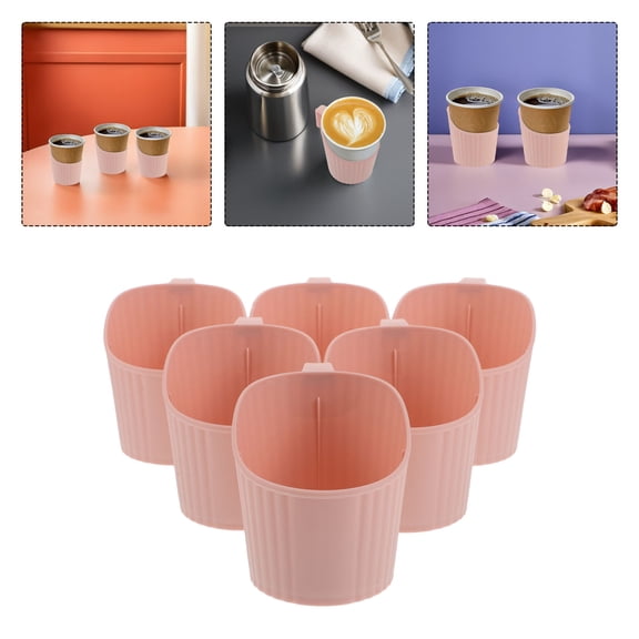 OULII 6Pcs Insulated Pink Paper Coffee Cup Holders with Anti-Scald Protection for Hot Drinks