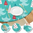 thumbnail image 4 of Turquoise Christmas Tree Pattern Round Fitted Tablecloth with Elastic Edge,Dining Table Cover Waterproof,Outdoor Round Tablecloth for Camping,Dining,Indoor and Outdoor, 4 of 7
