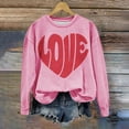 thumbnail image 2 of Penkiiy Love Heart Print Sweatshirts Women Long Sleeve Pullover Tops Casual Blouse S Pink, 2 of 5