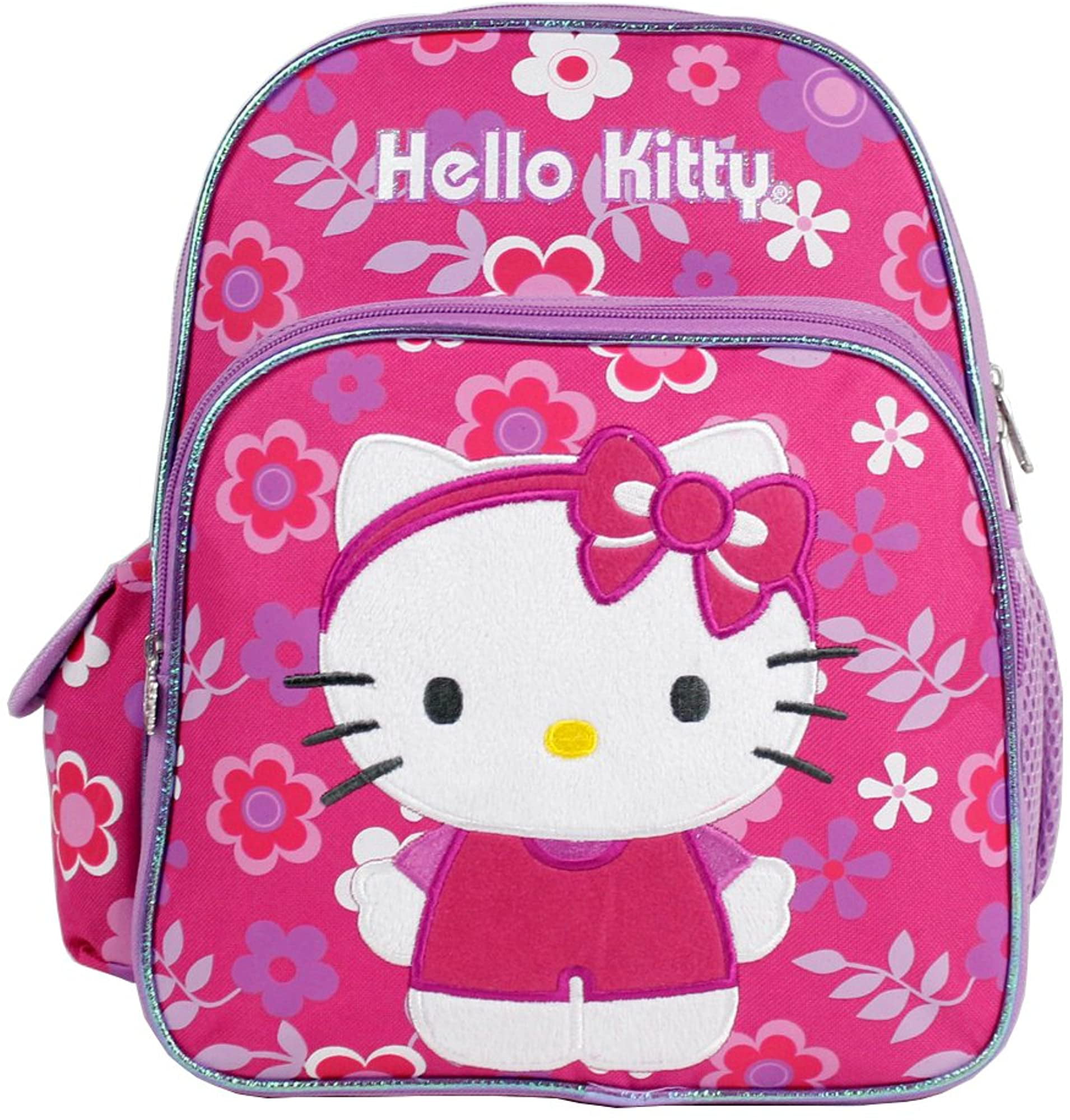 HELLO KITTY BACKPACK TWO TONED PINK ARGYLE LARGE SCHOOL BAG SANRIO 16" NWT 