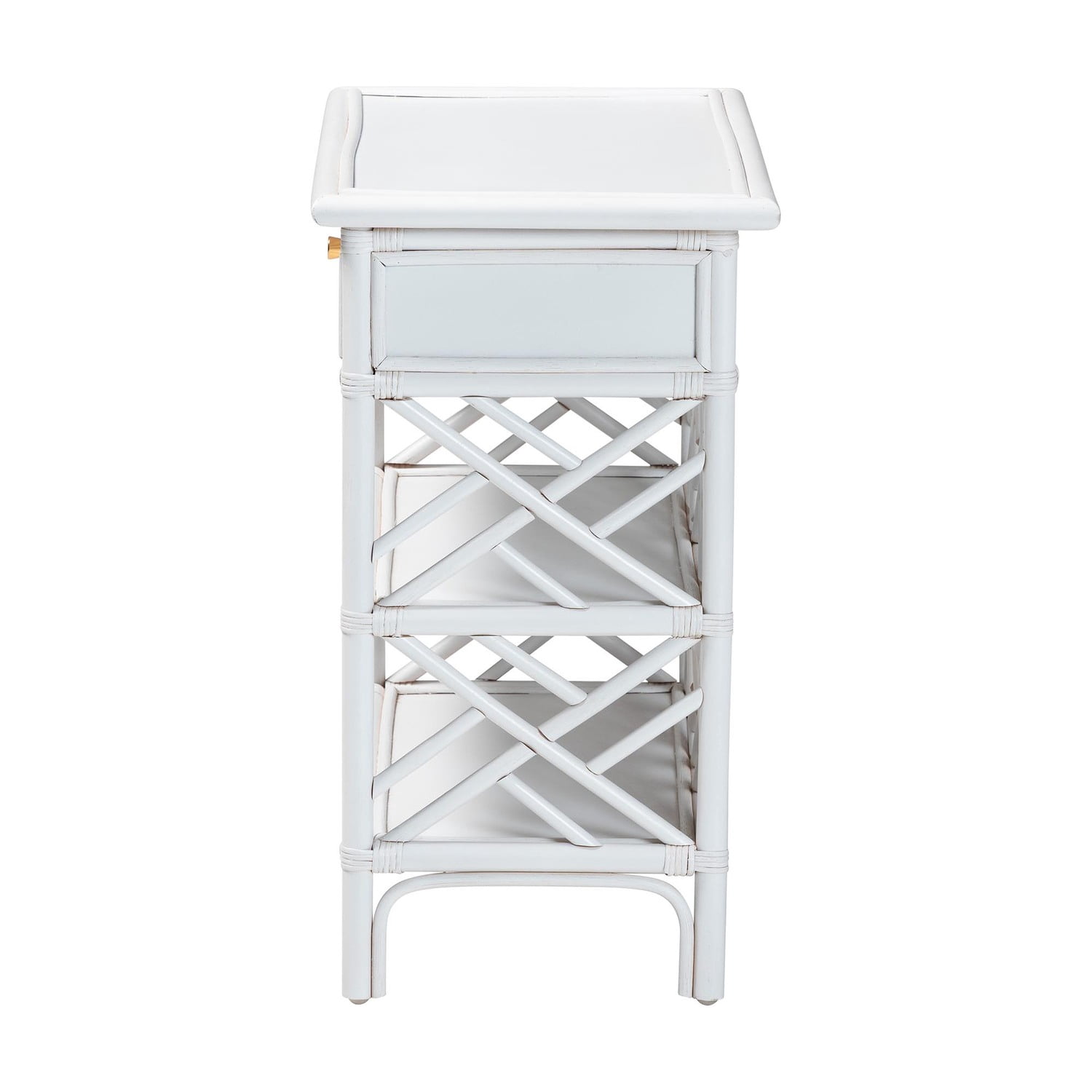 bali & pari Tiaret Natural Rattan Nightstand with Drawer and Shelves
