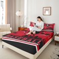 thumbnail image 4 of Castle Fairy Children Teens Sport Baseball 4pcs Bed Sheets,Ball Gamer King Sheets,Black Red Super Cozy Sheet Set,Microfiber Bedroom Decor, 4 of 7