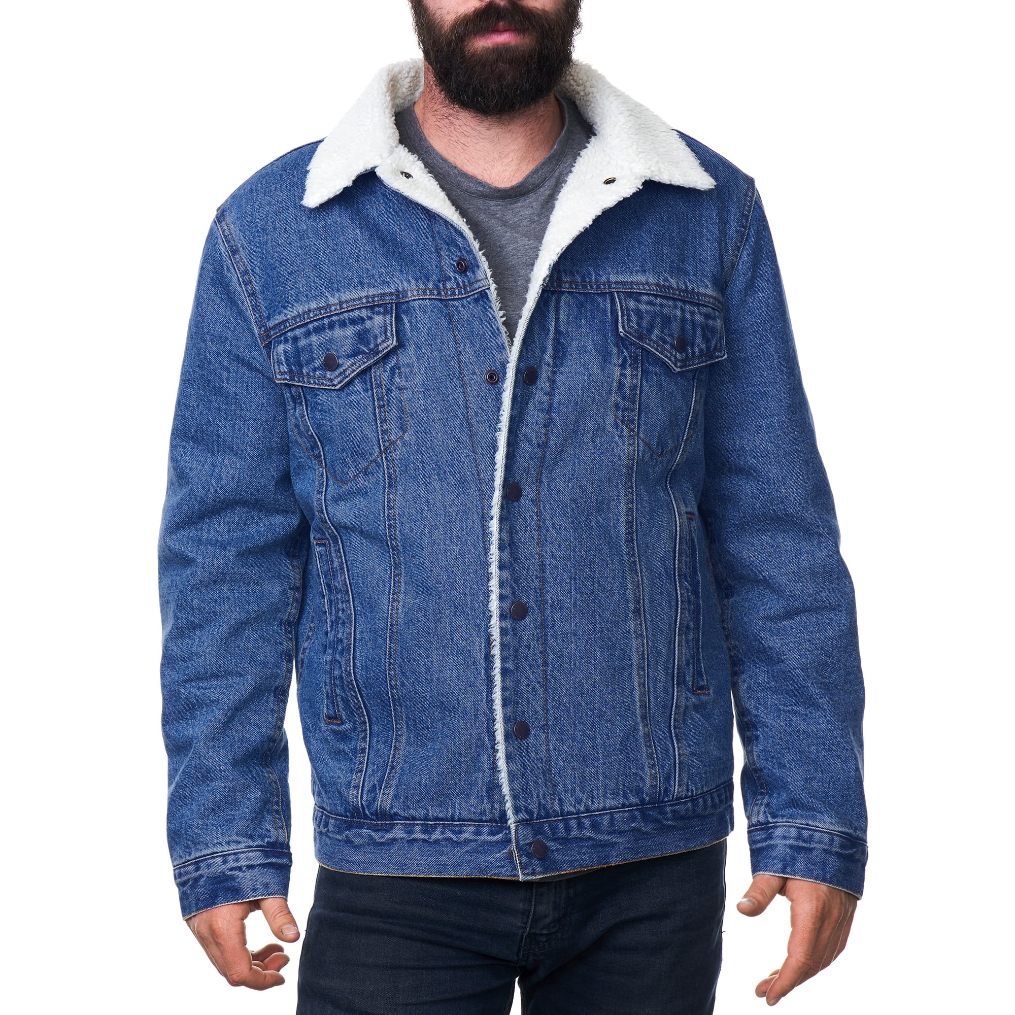 mens jean jacket with sherpa collar