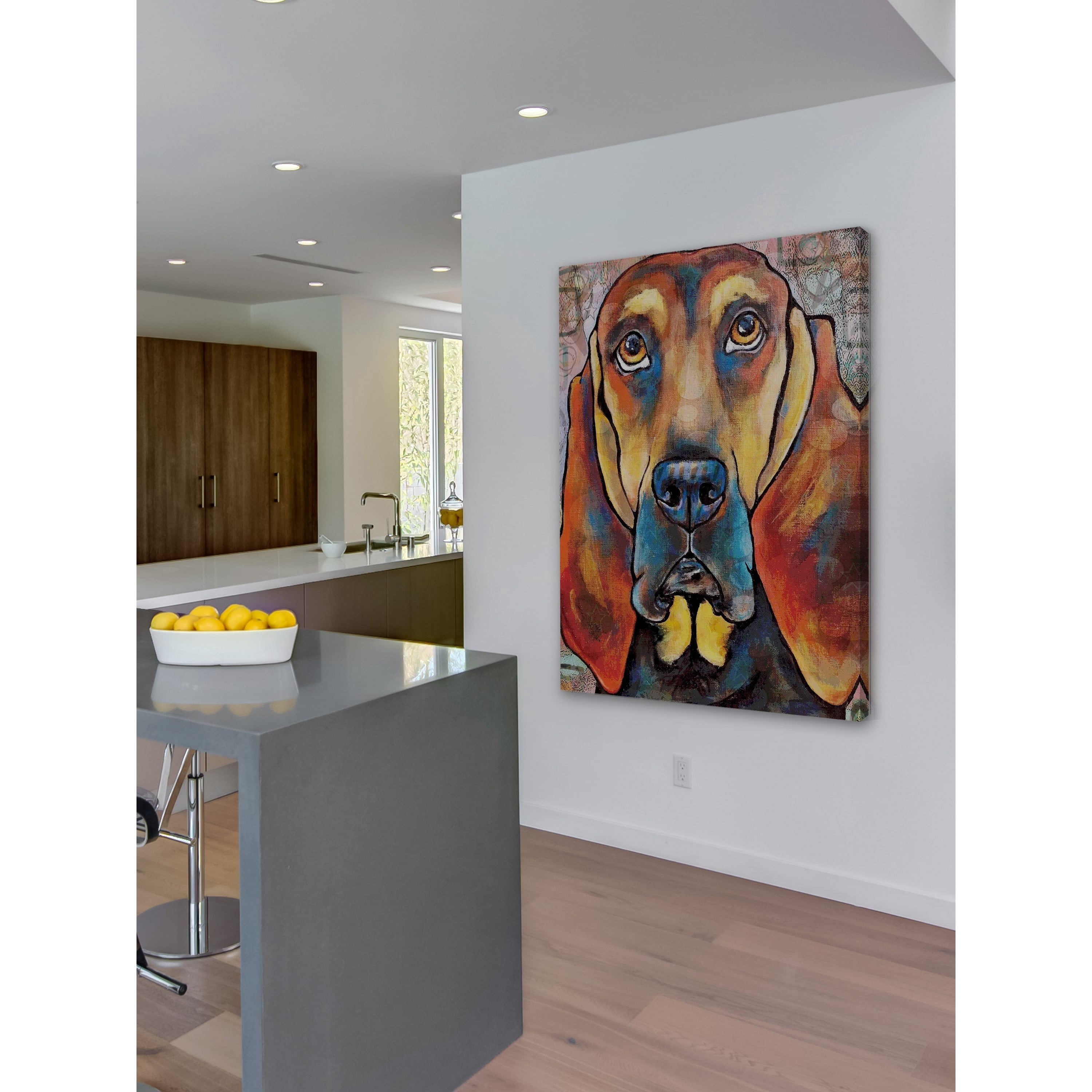 Marmont Hill - "Pop Art Bloodhound II" by Stephanie Gerace Painting Print on Wrapped Canvas