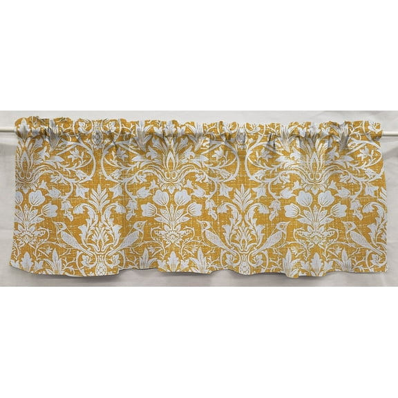 Gold Floral Damask Curtain Panels by Penny's Needful Things (Set of 2) 24 Inch Long LINED