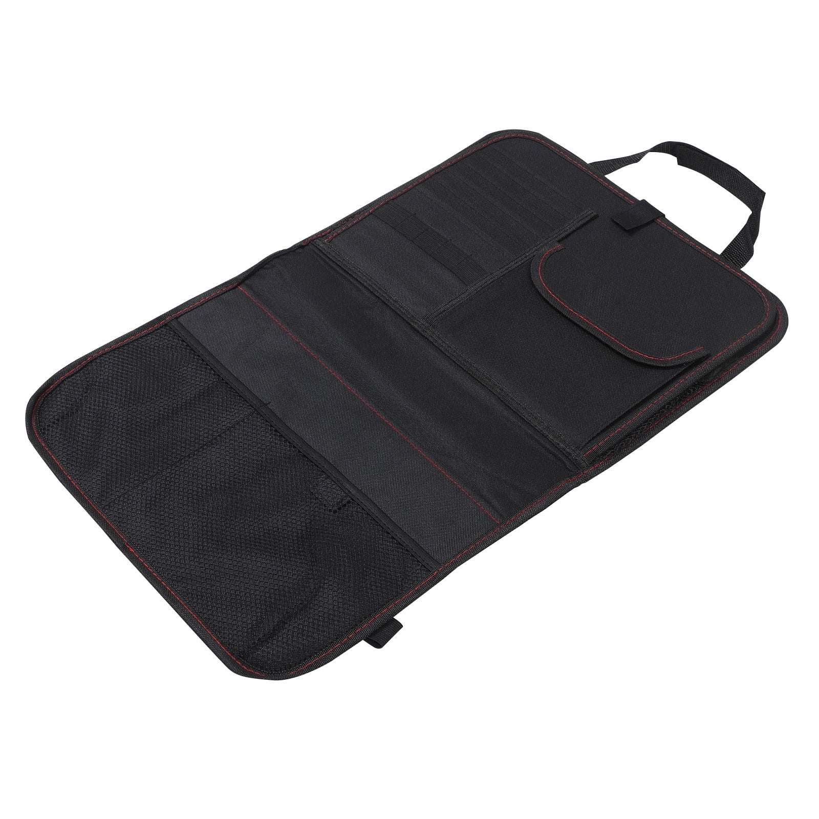 FUTUREORYY Black Car Back Seat Protector with Storage Pockets and Foldable Table for Vehicle Organization and Travel Convenience