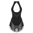 thumbnail image 5 of Yeahdor Womens V Neck Backless Rhinestone Dance Dress Figure Skating Skirted Leotard Gymnastics Ballerina Costume Black S, 5 of 7