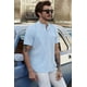 thumbnail image 2 of ABPHQTO Camisa de hombre de manga corta con botones azules, 2 of 5
