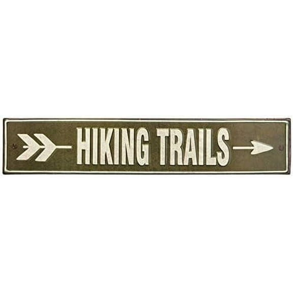 Hiking Trails Arrow Tin Metal Sign Adventures Mountains Camping Fishing Hike 16"x4"