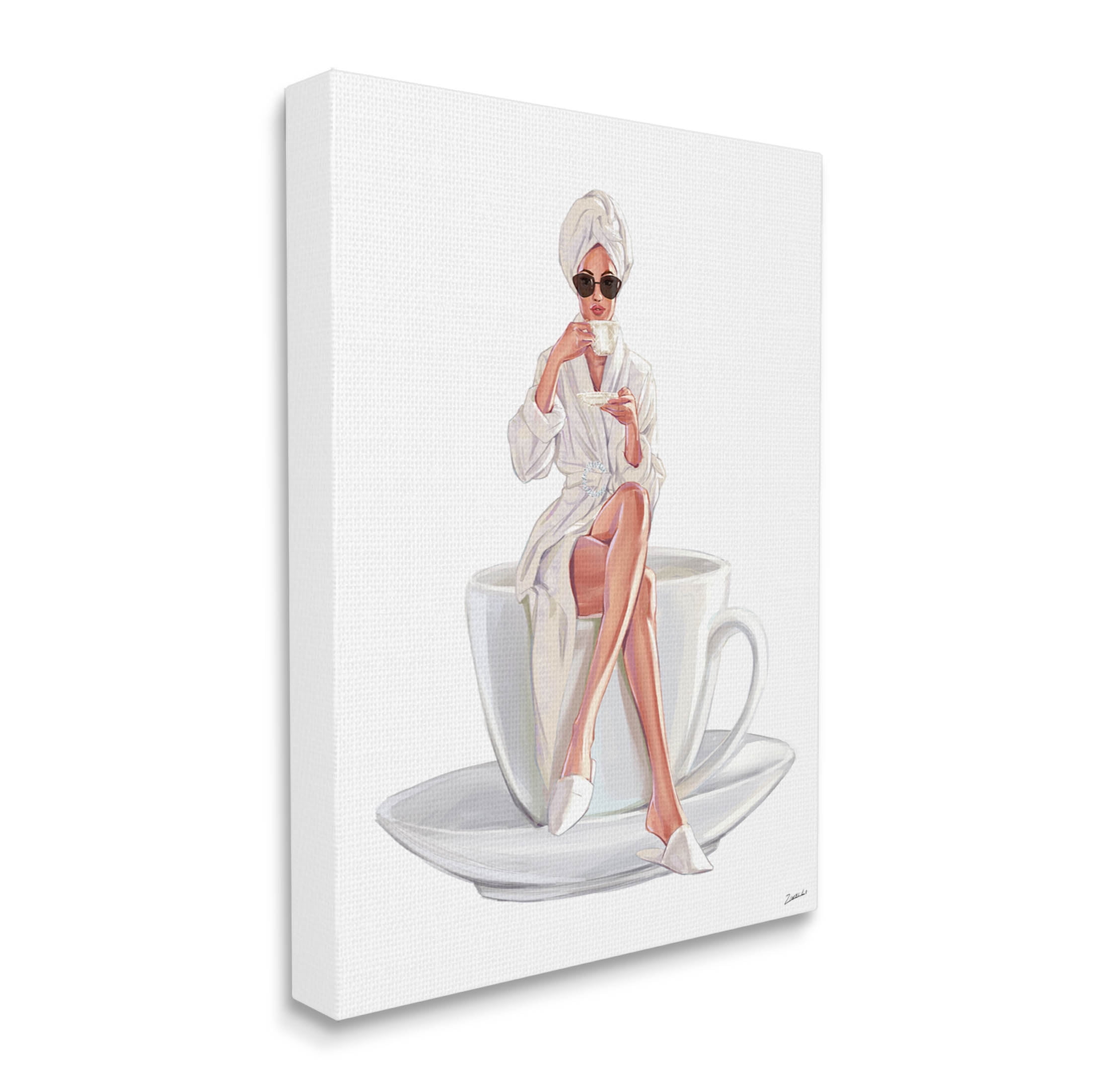Stupell Industries Morning Coffee Glam Woman Robe Graphic Art Gallery Wrapped Canvas Print Wall Art, Design by Ziwei Li