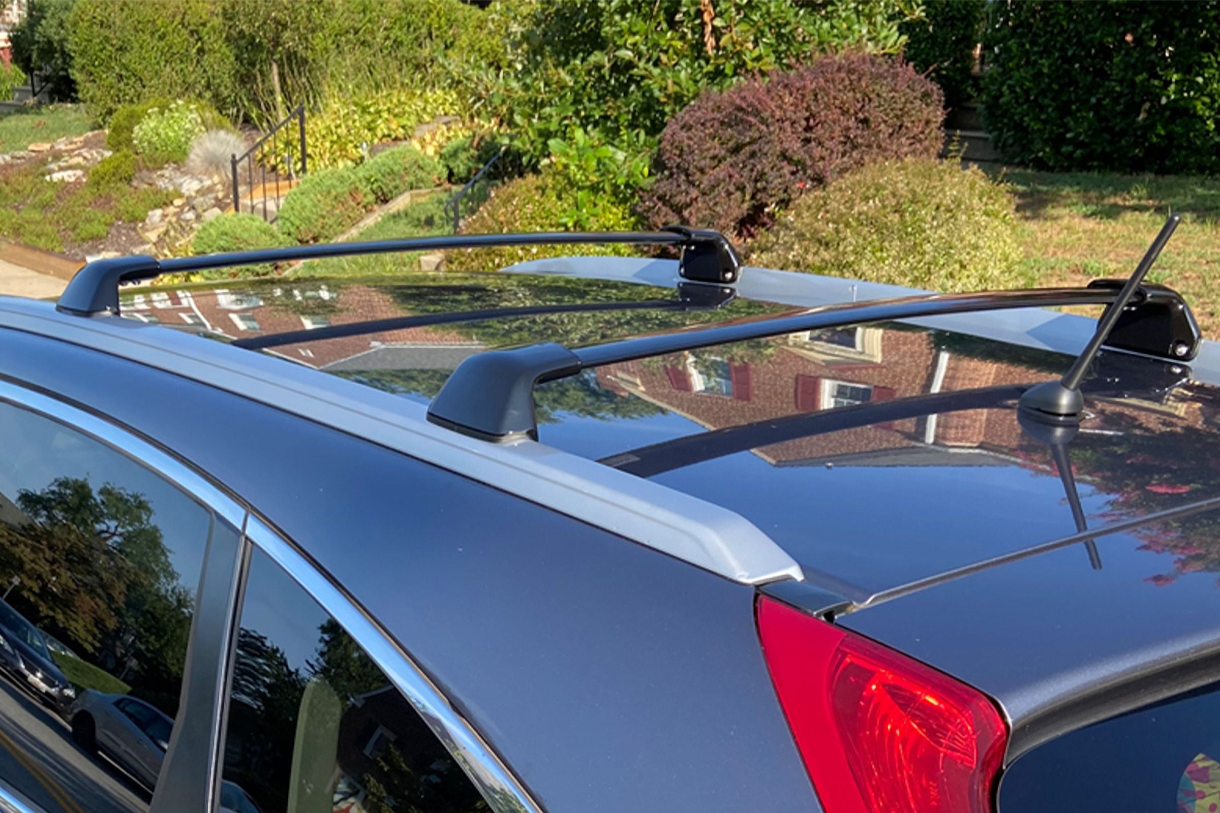 Ikon Motorsports Compatible with 12-16 Honda CRV OE Factory Style Roof Rack Cross Bar Black Polish 2Pc