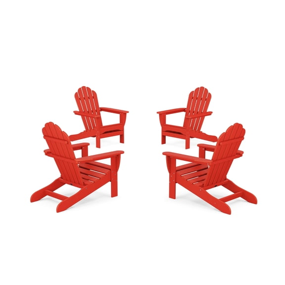 Trex Outdoor Furniture 4-Piece Monterey Bay Adirondack Chair Conversation Set in Sunset Red