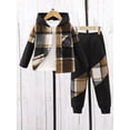 thumbnail image 2 of Bagilaanoe 2PCS Little Boy Pants Set Toddler Plaid Long Sleeve Hoodies Sweatshirt Tops + Sweatpants 3T 4T 5T 6T 7T Kids Casual Sweatsuits, 2 of 9