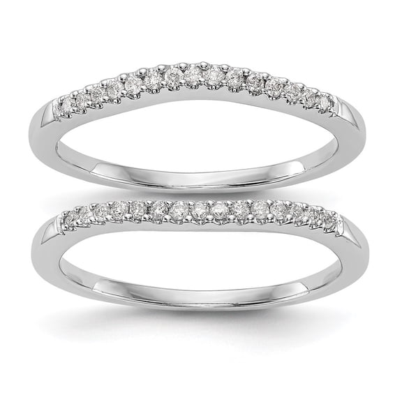 Auriga 14K White Gold Lab Grown Diamond Set of 2 Band for Women Size 7 (0.18ct, Color- D-E, Clarity- VS/SI)