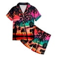 thumbnail image 1 of Ediodpoh Ensembles de Tenues pour Filles Ensembles 2 Pcs Pyjamas pour Enfants Enfants Imprimé Graphique Chemise à Manches Courtes à Boutons Shorts Ensemble de Pyjama Ensemble de Vêtements pour Enfants Rouge_022 12-13 Ans, 1 of 4