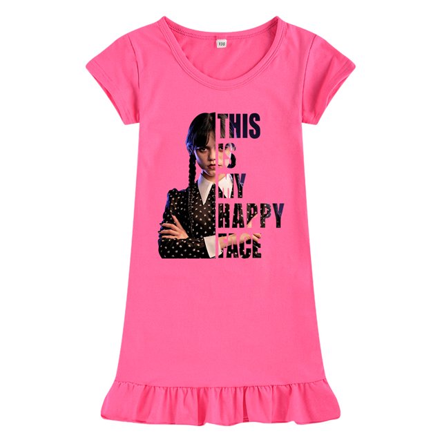 Wednesday Addams Robe de Fille Wednesday Addams Pyjama Manches Courtes en Soie Glacée - Fanceye