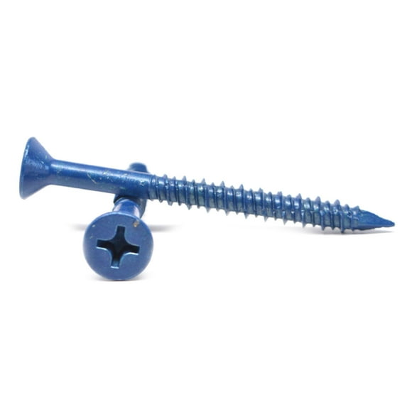 3/16" x 4" Tapking Concrete Screw Phillips Flat Head Low Carbon Steel Blue Polymer Pk 100