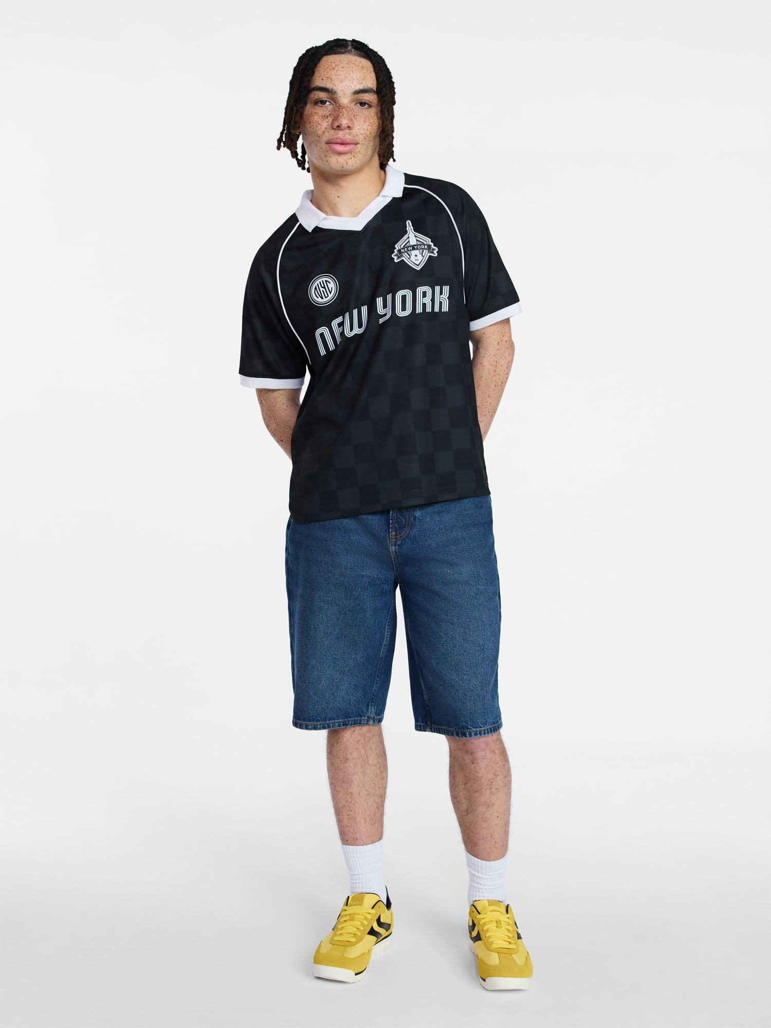 No Boundaries Soccer Jersey Mesh Tee with Short Sleeves, Men's XS-4XLT