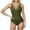 Olive Green, variant on WREESH Women's V Neck Crisscross One Piece Swimsuit - Push Up Tummy Control Ruched Slim Solid Color Bathing Suit Olive Green