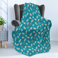thumbnail image 4 of Summer Soft Flannel Fleece Throw Blanket, Holiday Theme with Beach Umbrellas and Starfish Vacation Graphic, Cozy Plush for Indoor and Outdoor Use, 70" x 90", Petrol Blue Coral Cream, by Ambesonne, 4 of 5
