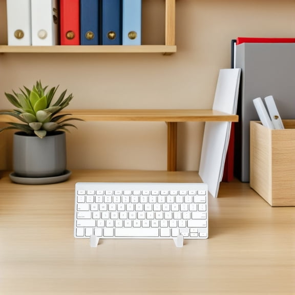 POPETPOP White Desktop Keyboard Organizer with Easy Assembly and Convenient Storage Shelf for Office and Home Use
