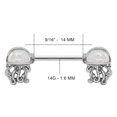 thumbnail image 3 of Pierce2GO Silver Opal Jellyfish Nipple Rings, 316L Steel - 14 Gauge - 9/16" Barbell (2 Pack) Body Jewelry Women, 3 of 3