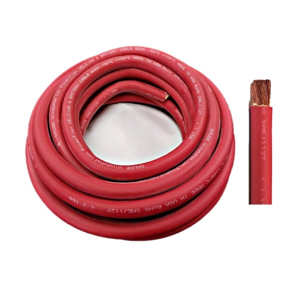 WNI 4 Gauge 30 Feet Red 4 AWG Ultra Flexible Welding Battery Copper Cable Wire - Made in The USA - Car, Inverter, RV, Solar 30 ft Red