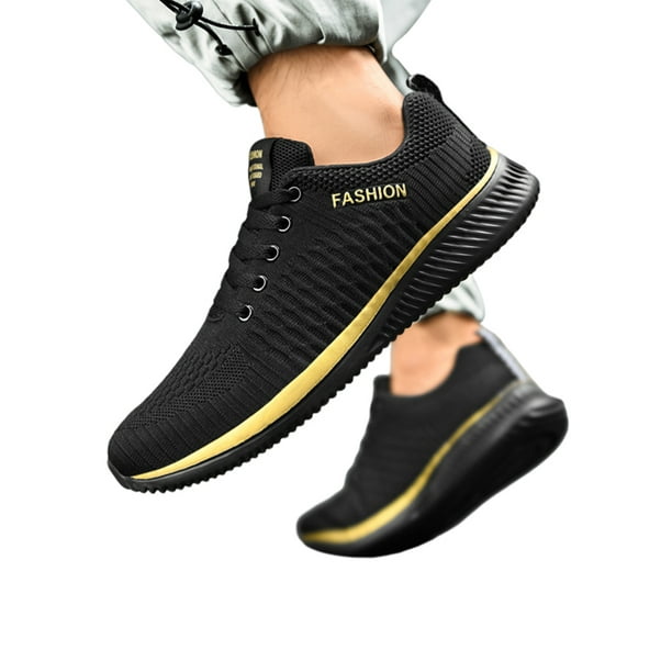 Black and gold cheap mens tennis shoes