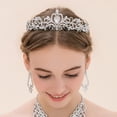 thumbnail image 3 of Crystal Rhinestone Crown Coiffure Crown Tiara GREEN Green, 3 of 5