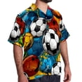 thumbnail image 2 of Football Men's Short Sleeve Hawaiian Shirt, Casual Printed Button Down Beach Tops for Summer, Spread Collar Mens Shirts Unisex, 2 of 6
