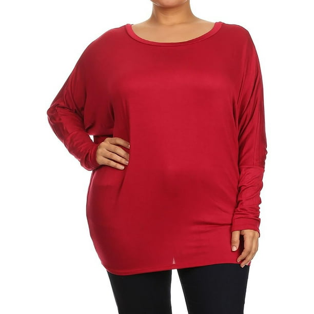 Moa Collection MOA COLLECTION Women's Plus Size Solid Long Sleeves