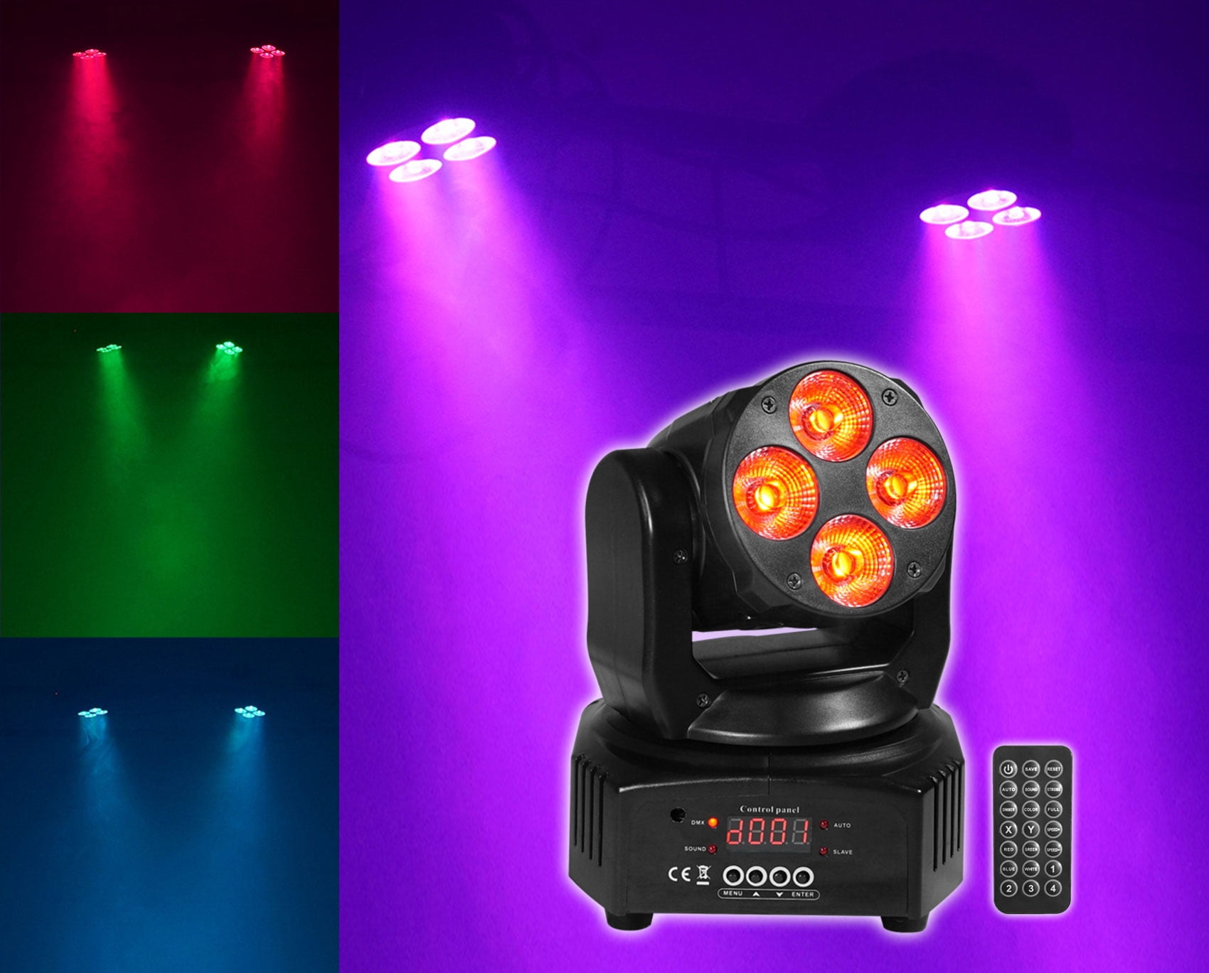 (2) American DJ Mega Flash DMX Strobe Lights w/ Sound Sensor+RGBW Moving Head