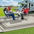 thumbnail image 6 of Outdoor Plastic Waterproof Rug 9'x 12' for Patio, Porch, Deck, Backyard, Balcony, Reversible, Geometric, 6 of 7