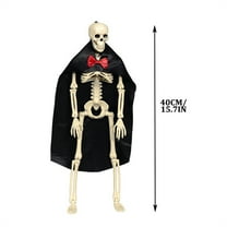 SLYNSHome Halloween Skeleton Decor 15.7 inch,Full Body Posable Joints Hanging Skeletons for Halloween Party Favors Decorations - Black
