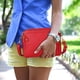 thumbnail image 2 of Bolso cruzado de cuero de tres capas, bolso de ocio plegable al aire libre, rojo, 2 of 3