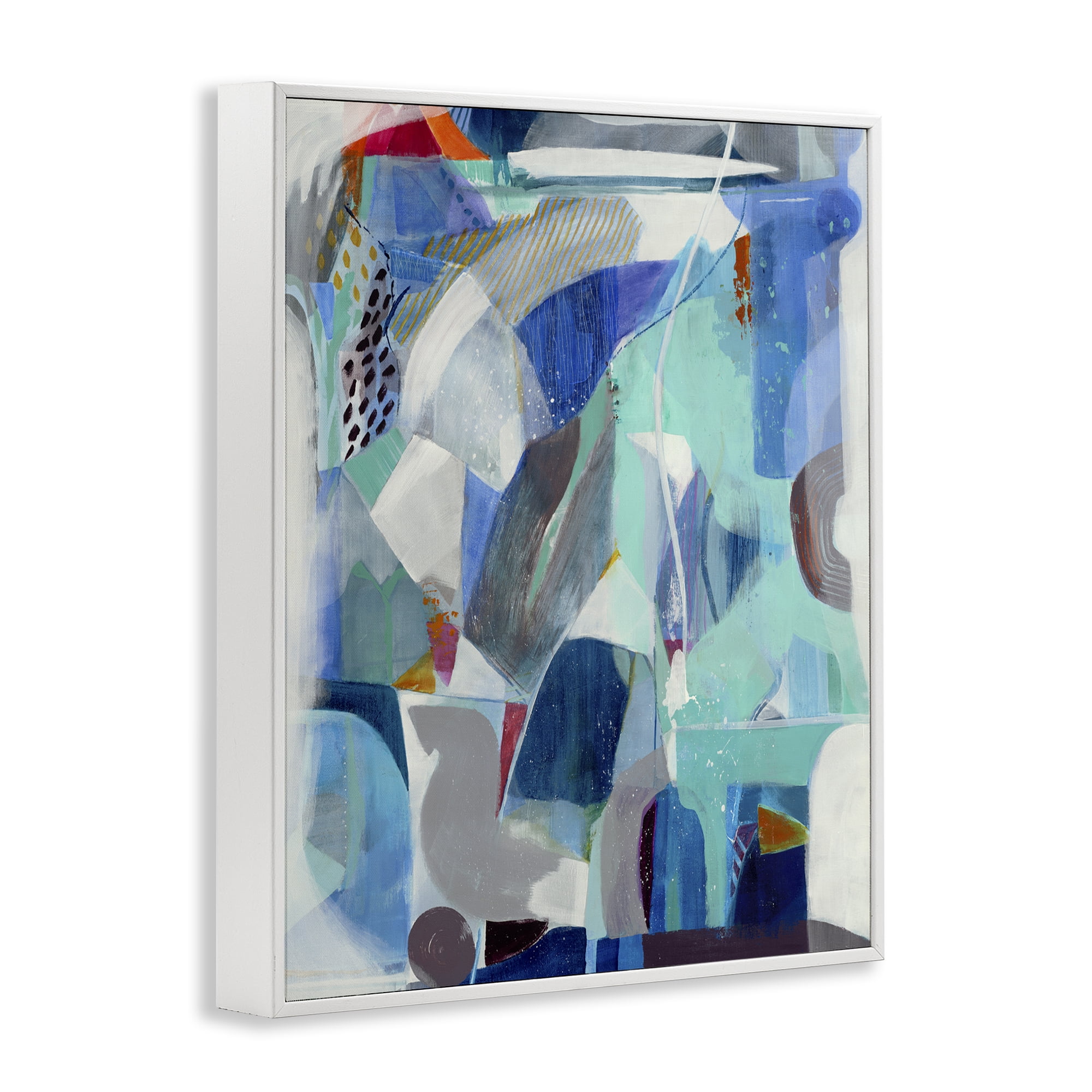 Stupell Industries Complex Blue Layers White Framed Giclee Art, design by Jill Martin