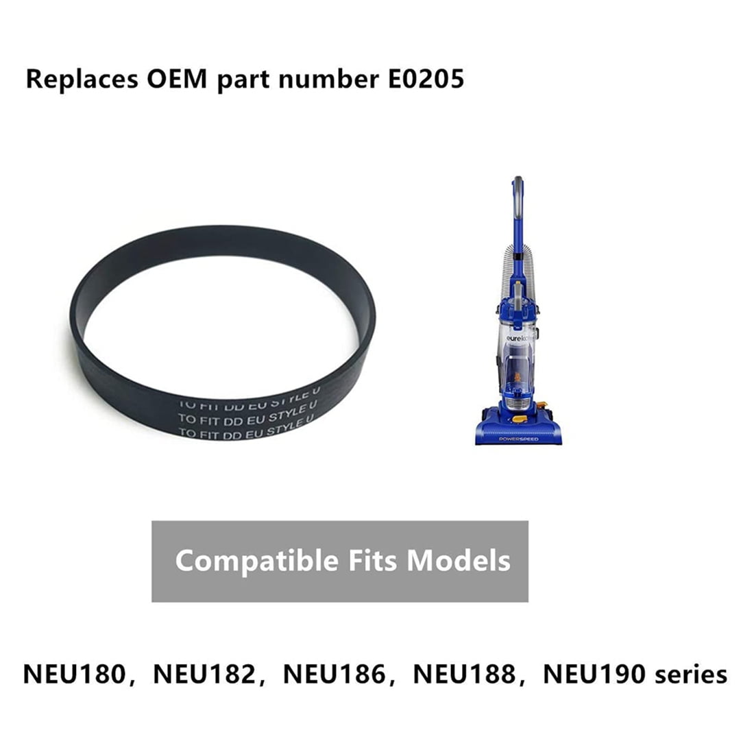 4 Pack Vacuum Belt Replacement Belts for Style U E0205 Vacuum Cleaner,for NEU202,NEU181,NEU180,Etc