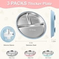 thumbnail image 4 of CLEANCOOLStainless Steel Toddler Plates Silicone Suction,3 Packs Non-Slip Baby Plates,Divided Portion,Food-Grade Silicone Plate for Kids,LEAD-FREE Dishwasher Safe, Green Blue Pink, 4 of 10