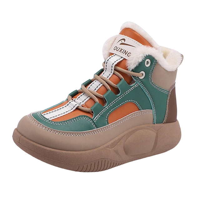 Botas de nieve para mujer Botas cortas de suela gruesa cálida Zapatillas de deporte cómodas casuales antideslizantes de moda para excursionistas, verde 38 Soledad Botas de nieve